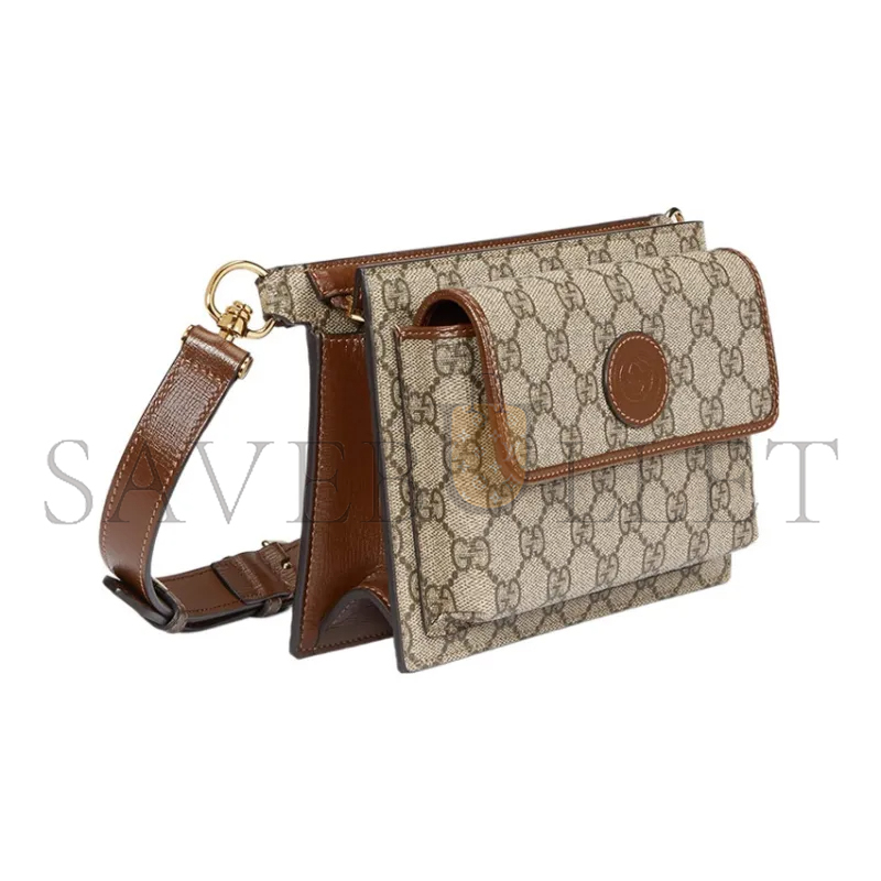 G*u*i gg canvas with leather sling bags one shoulder 746300 (18*13*5cm)